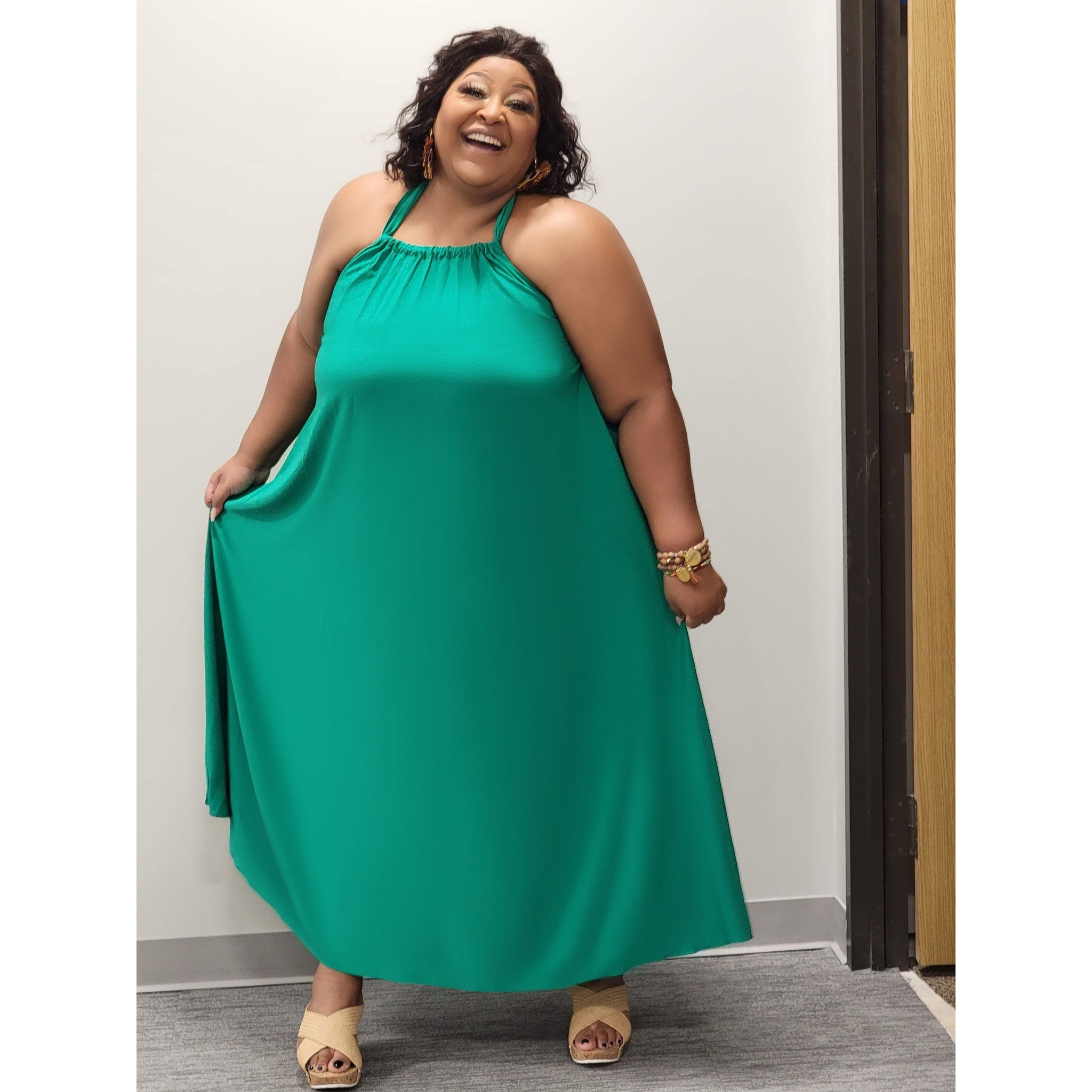 Emerald green plus size maxi shops dress