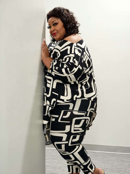 plus size 2 piece sets, Be Bold, Black and white  2 piece sets 